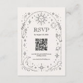 Vintage Celestial Hochzeit Qr Code RSVP Karte (Vorderseite)