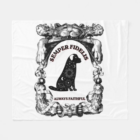 Vintage Celestial Hund Semper Fidelis Fleecedecke (Vorderseite (Horizontal))