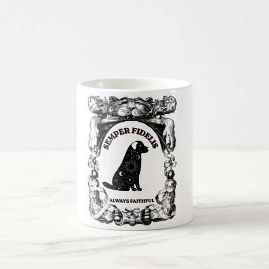 Vintage-Celestial-Hundeposter Semper Fidelis Kaffeetasse (Mittel)