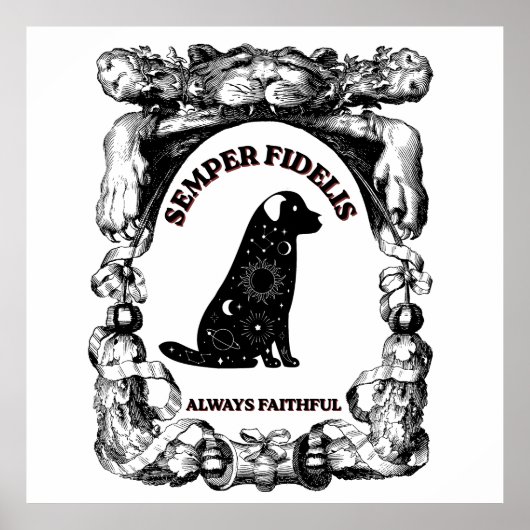 Vintage-Celestial-Hundeposter Semper Fidelis Poster (Vorne)