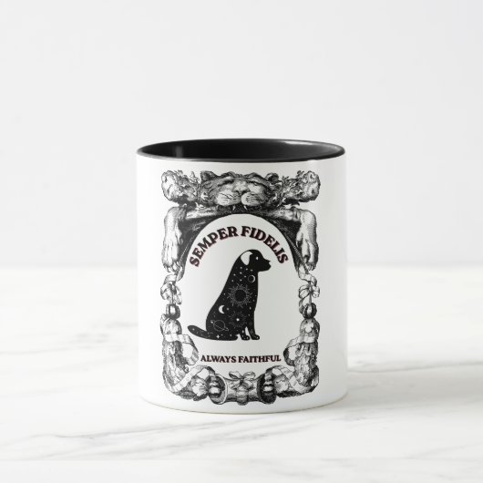 Vintage-Celestial-Hundeposter Semper Fidelis Tasse (Zentrum)