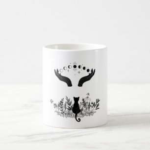 Vintage Celestial Mondphasen Katze Kaffeetasse