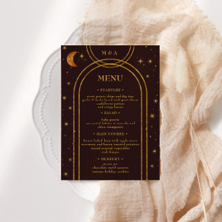 Vintage Celestial Moon Stars Hochzeitmenü Einladung