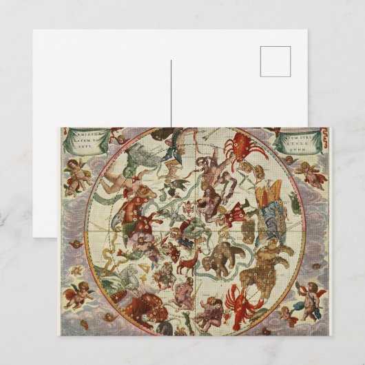 Vintage Celestial Northern Star Chart 1660 Postkarte (Vorne/Hinten)