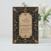 Vintage Celestial Renaissance Wedding RSVP Karte (Stehend Vorderseite)