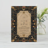 Vintage Celestial Renaissance Wedding Save The Date (Stehend Vorderseite)
