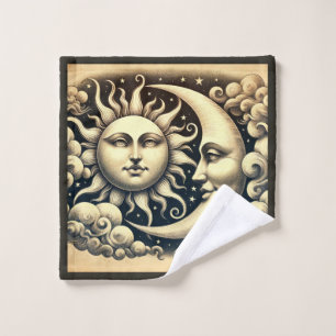 Vintage Celestial Sonne & Mond  Badhandtuch Set