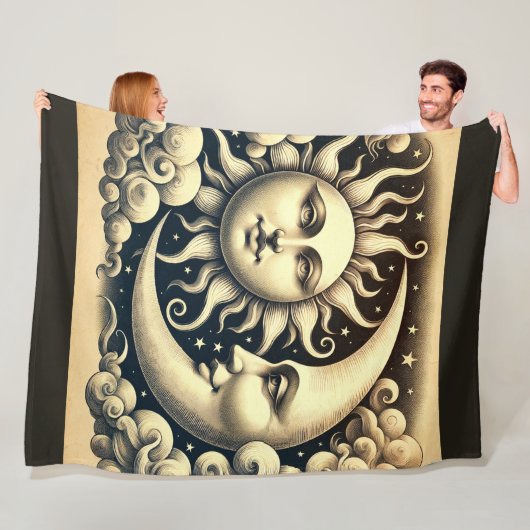 Vintage Celestial Sonne & Mond Fleecedecke (Beispiel)