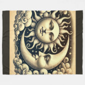 Vintage Celestial Sonne & Mond Fleecedecke (Vorderseite (Horizontal))
