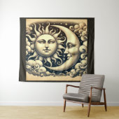 Vintage Celestial Sonne & Mond Wandteppich (Beispiel (Horizontal))