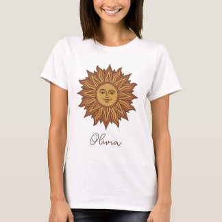 Vintage Celestial Sonnen-Gesicht T-Shirt