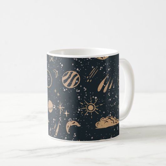 Vintage Celestial Space Pattern Kaffeetasse (VorderseiteRechts)