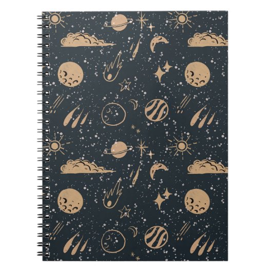 Vintage Celestial Space Pattern Notizblock (Vorderseite)