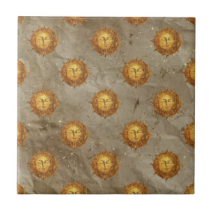 Vintage Celestial Sun Astrologie Muster Fliese