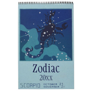 Vintage Celestial, Zeichen des Zodiak Sternbilder Kalender