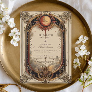 Vintage-Celestiale Art Nouveau-Hochzeit Einladung