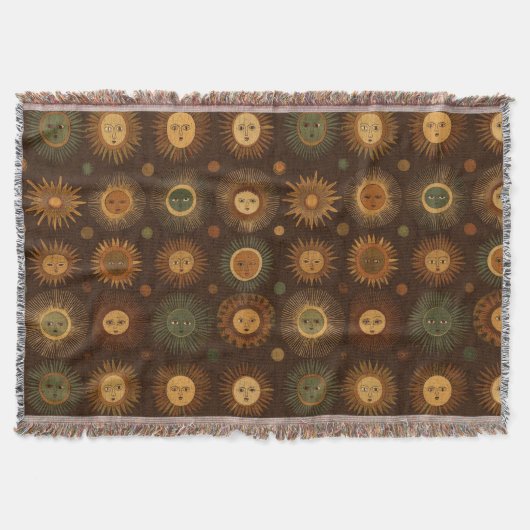Vintage-Celestiales-Sonnen-Gesicht-Muster Decke (Vorderseite)