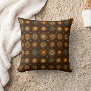 Vintage-Celestiales-Sonnen-Gesicht-Muster Kissen