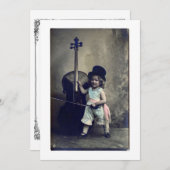 Vintage Cello Girl Einladung (Vorne/Hinten)