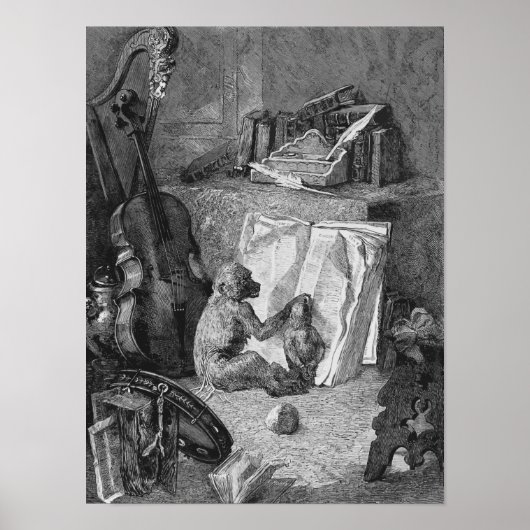 Vintage Cello und Affenmusik Kunstmuseum Monte San Poster (Vorne)