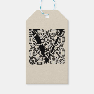 Vintage-Celtic-Knoten-Monogramm Buchstabe V Druck Geschenkanhänger