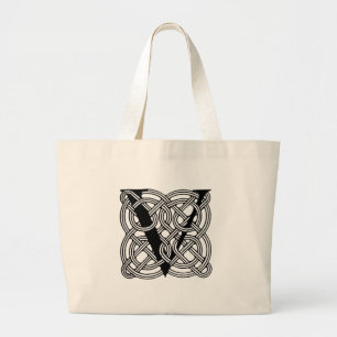 Vintage-Celtic-Knoten-Monogramm Buchstabe V Druck Jumbo Stoffbeutel