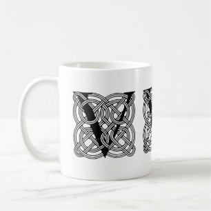 Vintage-Celtic-Knoten-Monogramm Buchstabe V Druck Kaffeetasse