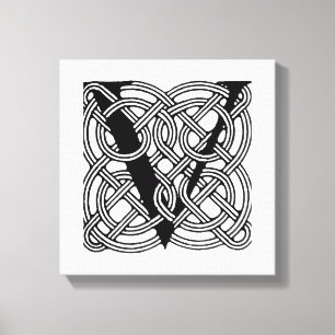 Vintage-Celtic-Knoten-Monogramm Buchstabe V Druck Leinwanddruck