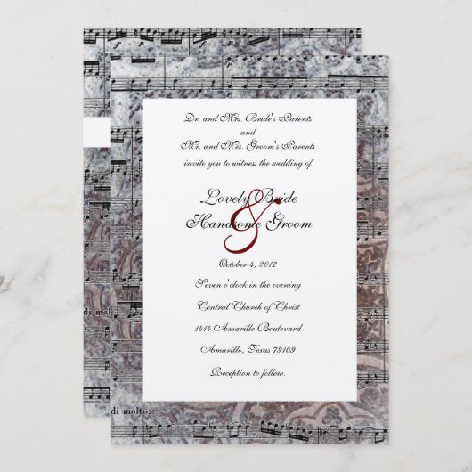 Vintage Celtic Silver Music Hochzeit Einladung (Vorne/Hinten)