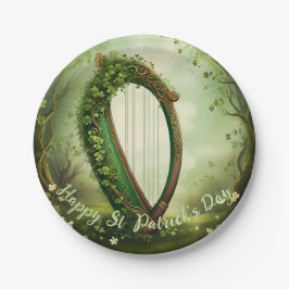 Vintage Celtic St Patrick’s Day Harp. Pappteller