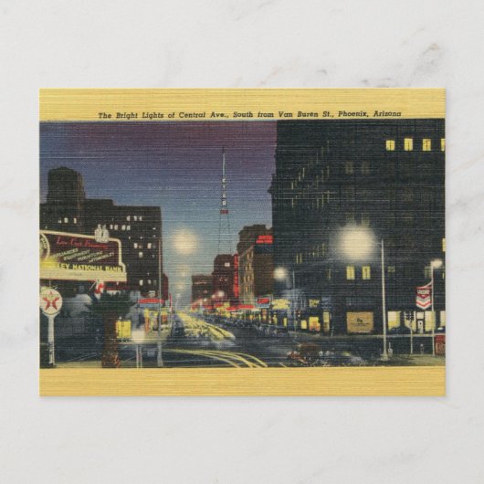 Vintage Central Avenue Phoenix Arizona Postkarte (Vorderseite)