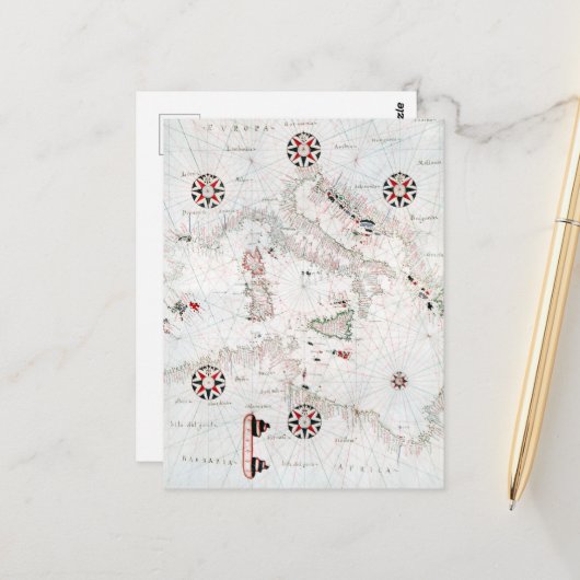 Vintage Central Mediterranean Italy Map Postkarte (Vorderseite/Rückseite Beispiel)