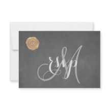Vintage Chalk Old Wax Siegel Monogram Wedding RSVP