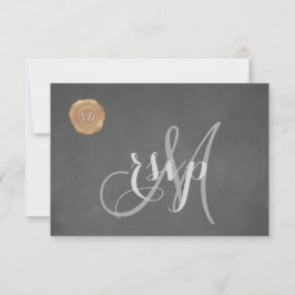 Vintage Chalk Old Wax Siegel Monogram Wedding RSVP Karte