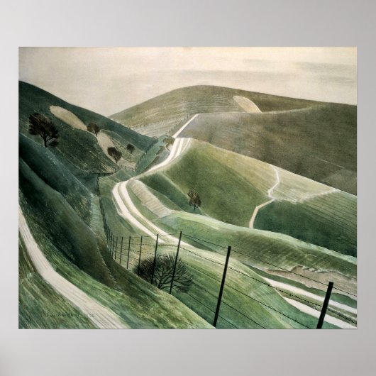 Vintage Chalk-Pfade in England, Retro Landschaft Poster (Vorne)