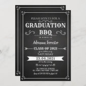 Vintage Chalkboard Abschluss GRILLEN Einladung (Vorne/Hinten)