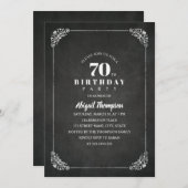 Vintage Chalkboard Adult 70. Geburtstagsparty Einladung (Vorne/Hinten)