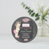 Vintage Chalkboard Baby Girl Dusche Einladung (Stehend Vorderseite)