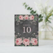 VINTAGE CHALKBOARD-BLUME TISCHNUMMER POST-KARTEN (Stehend Vorderseite)