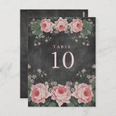 VINTAGE CHALKBOARD-BLUME TISCHNUMMER POST-KARTEN (Vorne/Hinten)