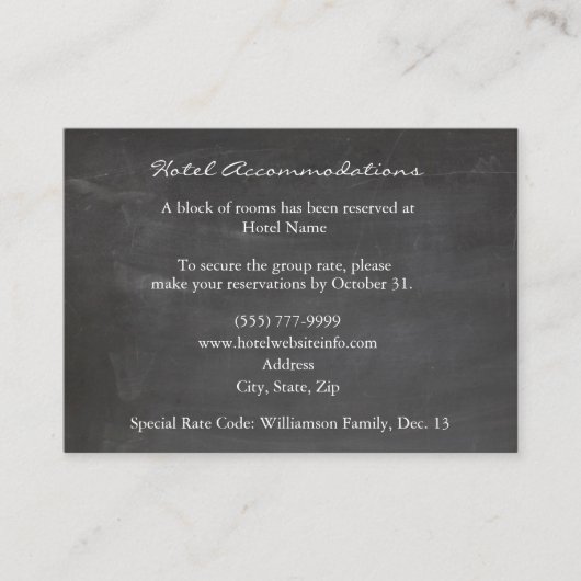 Vintage Chalkboard Dove Hotel Einschließungskarten Begleitkarte (Vorderseite)