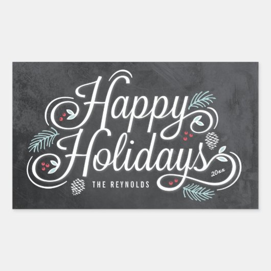 Vintage Chalkboard Happy Holidays Stickers (Vorderseite)