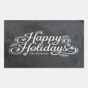 Vintage Chalkboard Happy Holidays Stickers