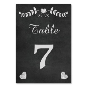 Vintage Chalkboard-Herzenssehen Tischnummer