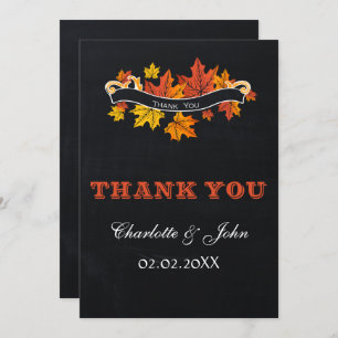 Vintage Chalkboard-Hochzeit im Herbst Vielen Dank Einladung