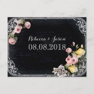 Vintage Chalkboard Hochzeit speichern Sie das Datu Ankündigungspostkarte
