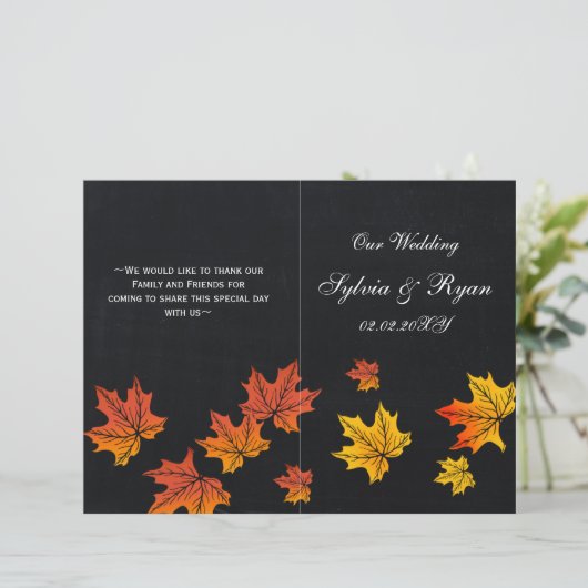 Vintage Chalkboard-Hochzeiten im Herbst gefaltet (Stehend Vorderseite)