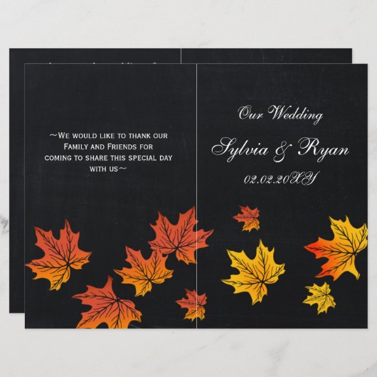 Vintage Chalkboard-Hochzeiten im Herbst gefaltet (Vorne/Hinten)