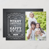 Vintage Chalkboard Holiday Foto Card Feiertagskarte (Vorne/Hinten)