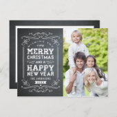 Vintage Chalkboard Holiday Foto Karte Postkarte (Vorne/Hinten)